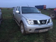 2009 Nissan Navara double cab pickup. Reg No: AF59 HCL. Miles: 98000.