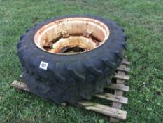 Pair Stocks 270/95R32 front row crop wheels and tyres