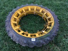 Pair 8.3R44 narrow wheels and tyres