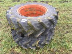 Pair 14.9R28 dual wheels and tyres