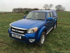2011 Ford Ranger XLT 4x4 D/C 2.5TDCI pickup, no MOT. Reg No: AO61 VUP. Mileage 83000.