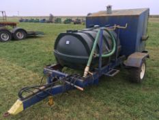 Single axle 2000ltr wash down pressure washer trailer