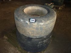 Pair of 445/45R19.5 wheels and tyres and one other wheel