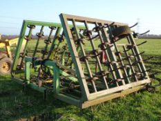 6.7m string tine cultivator with Stocks Fan Jet broadcaster