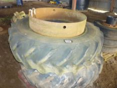 Pair of 16.9R38 dual wheels and tyres