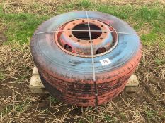 Pair 11R22.5 wheels and tyres