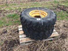 Pair 340/80R18 wheels and tyres