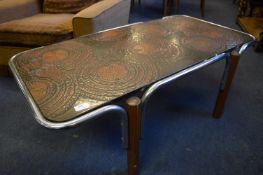 1970's Chrome and Teak Coffee Table