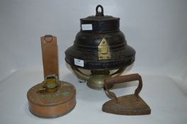 Ship's Oil Lamp Shade and an Iron