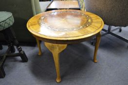Circular Inlaid Top Occasional Table