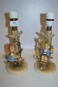 Pair of Hummel West German Pottery Table Lamps