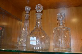 Three Lead Glass Decanters