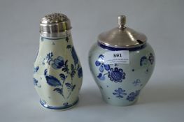 Two Delft Lidded Pots