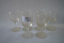 Set of Six 19th Century Engraved Drinking Glasses