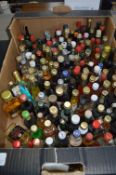 Box Containing a Collection of Various Miniature Spirits Bottles