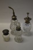Three Silver Topped Scent Bottles and One Other