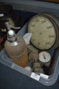Box Containing Pressure Gauges, Inspection Mirror and Soda Siphon