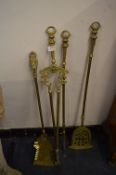 Set of Four Brass Fire Irons