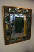 Copper Framed Leaded Glass Wall Mirror
