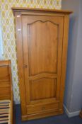 Solid Oak Single Door Wardrobe with Drawer