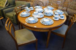 G-Plan Circular Extending Dining Table and Five Teak Chairs