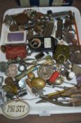 Tray of Small Collectables Including Pen Knives, Compass Cutlery, Keys, etc.