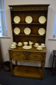 Oak Welsh Dresser with Two Drawers on Barley Twist Legs