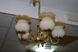 Brass Five Branch Ceiling Light