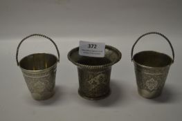 Middle Eastern Silver Mini Bucket Salts and a Beaker