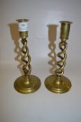 Pair of Brass Barley Twist Candlesticks