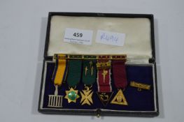 Bar Set of Five Masonic Medallions