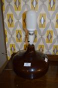 1970's Pottery Brown Glazed Table Lamp