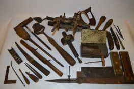 Tray of Tools Including Stanley Plane, T-Squares, etc.