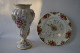 Royal Albert Wall Clock and a Louie Nichole Vase