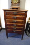 Mahogany Music Cabinet with Six Drawers Containing Sheet Music