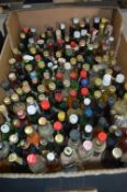 Box Containing a Collection of Miniature Spirits Bottles
