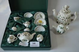 Portmeirion Botanic Gardens Miniature Tea Set and Two Miniature Teapots