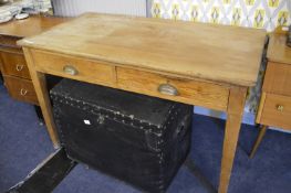 Pine Kitchen Table with Two Drawers and Square Taper Legs