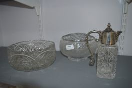 Glass Fruit Bowl, Posy Bowl, and a Silver Plate Top Wine Jug