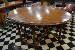 Oak Oval Topped Barley Twist Gate Leg Dining Table