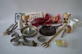 Box of Collectibles Including Egg Cups, Toasting Fork, etc.