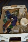 Box Containing Poison Bottles, Stoneware Jars, etc.