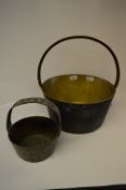 Large Brass Jam Pan and a Small Brass Jam Pan