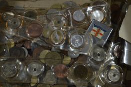 Collection of Foreign Coins and Four Lighters