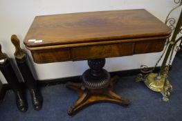 Mahogany Foldover Tea Table on Pedestal Base
