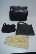 Two Art Deco Handbags, A Purse and a Pair of Gloves