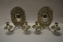 Pair of Asprey & co. of London Solid Silver Shield Back Wall Sconces - Approx. 74 oz gross London