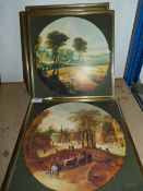 Four Brass Framed Prints 