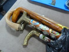 Five Walking Canes (Three With Brass Handles)