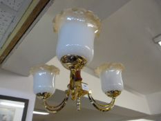 Brass Three Branch Ceiling Light